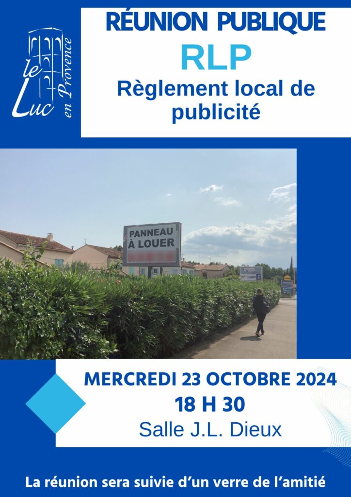 Mercredi 23 octobre – Réunion publique : Règlement Local de Publicité