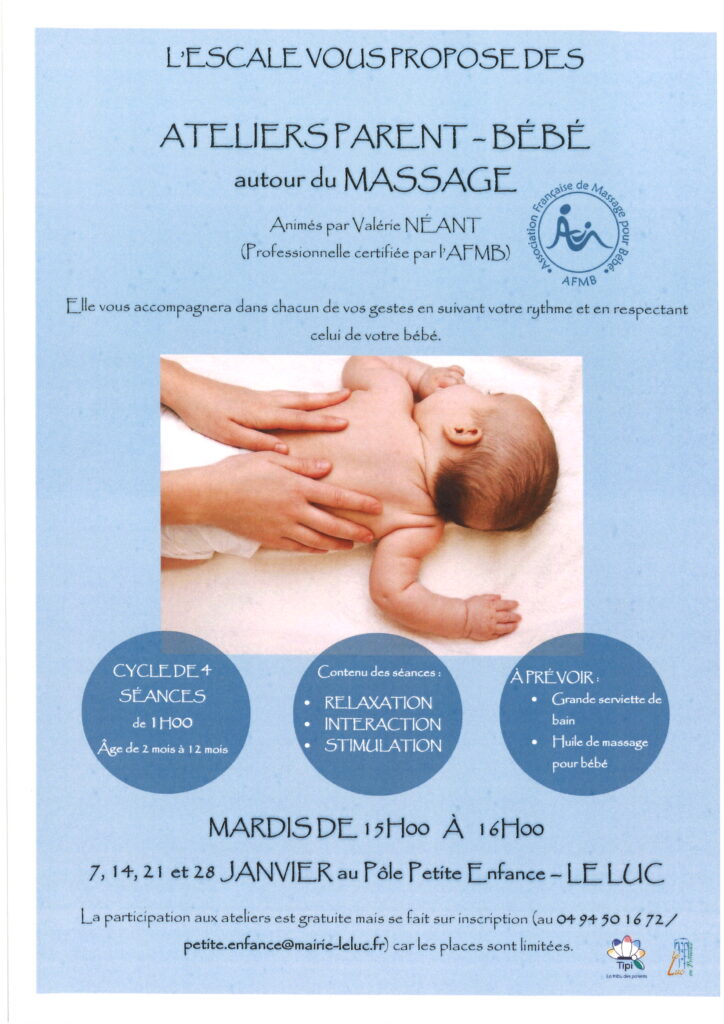 Mardi 7 janvier – Atelier parent-bébé autour du massage